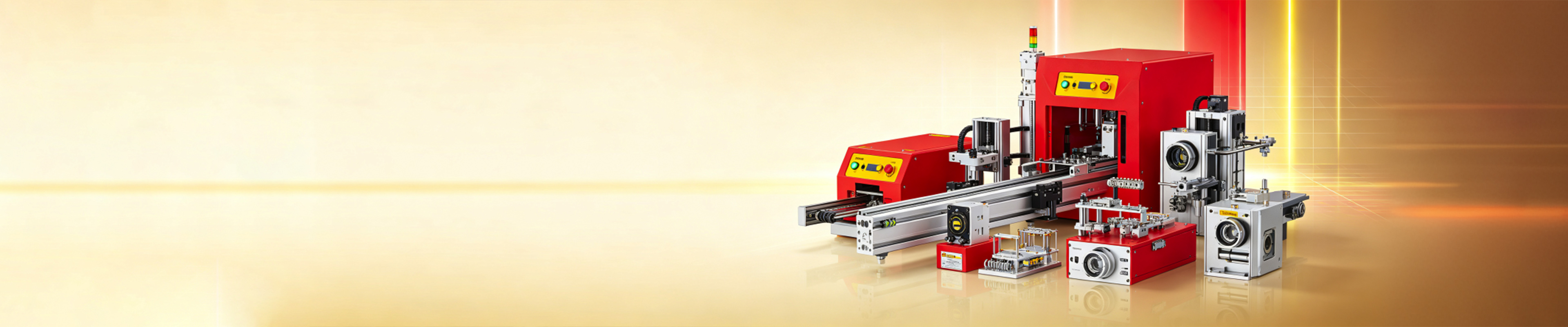 A complete non-standard automation module with vision cameras, actuators and control cabinet on a workshop floor